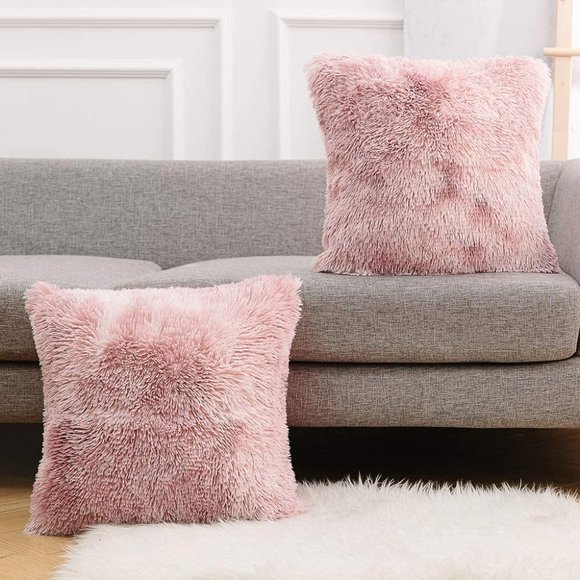 Luxury Pink Soft Faux Fur Fleece Cushion Cover Pillowcase Cute Decorative Throw - Picture 2 of 6